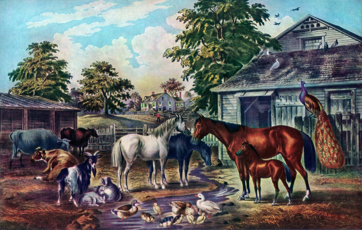 Amerikanischer Bauernhof am Morgen, 1857 von Currier and Ives