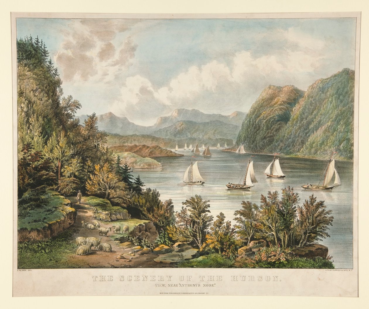 Die Landschaft des Hudson. Ansicht, in der Nähe von von Currier and Ives