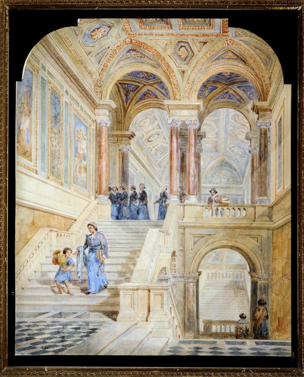 Entwurf für die Innentreppe des Rathauses von Leeds (Aquarell auf Papier) von Cuthbert Brodrick