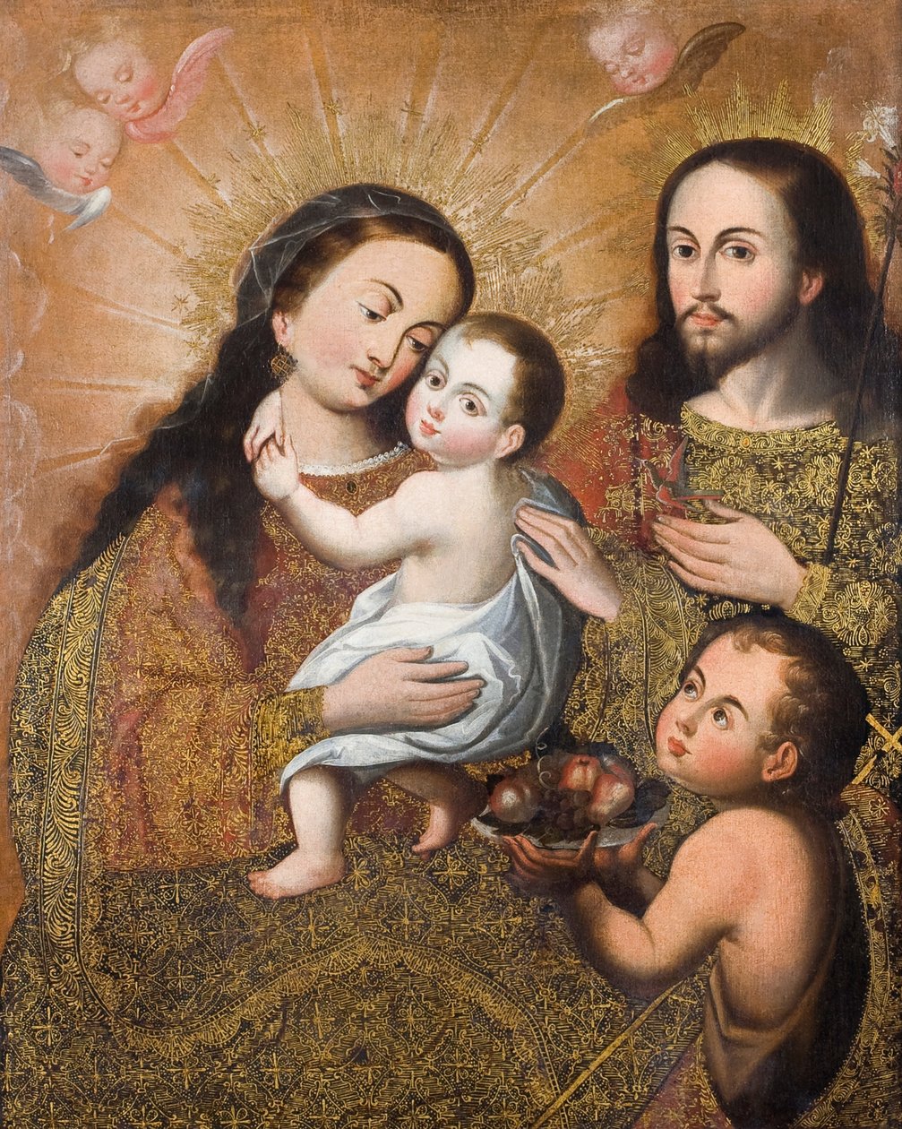 Heilige Familie mit Johannes und einem Stieglitz von Cuzco School