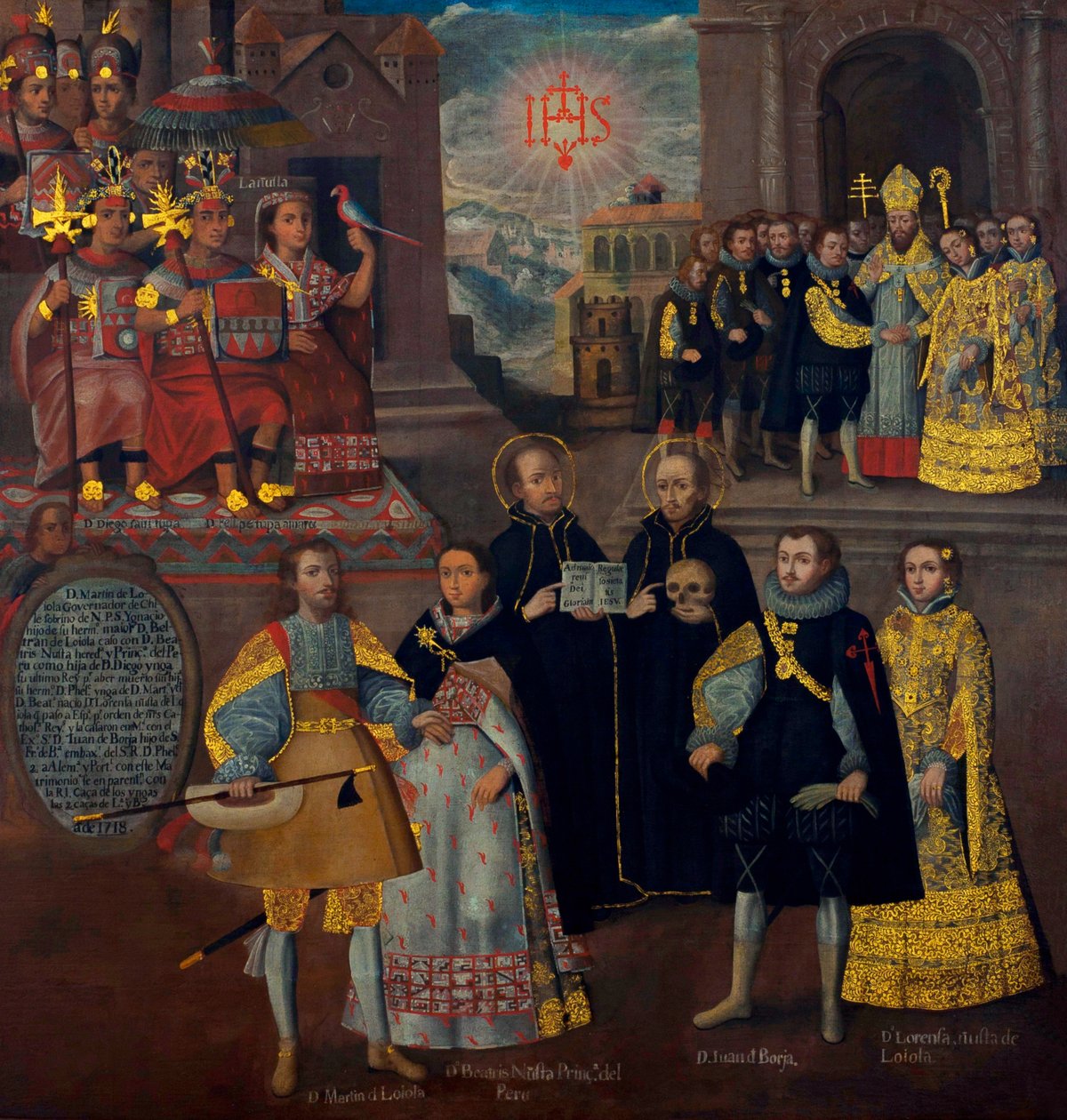 Hochzeit von Martín de Loyola mit Doña Beatriz Ñusta und von Don Juan Borja mit Lorenza Ñusta von Cuzco School