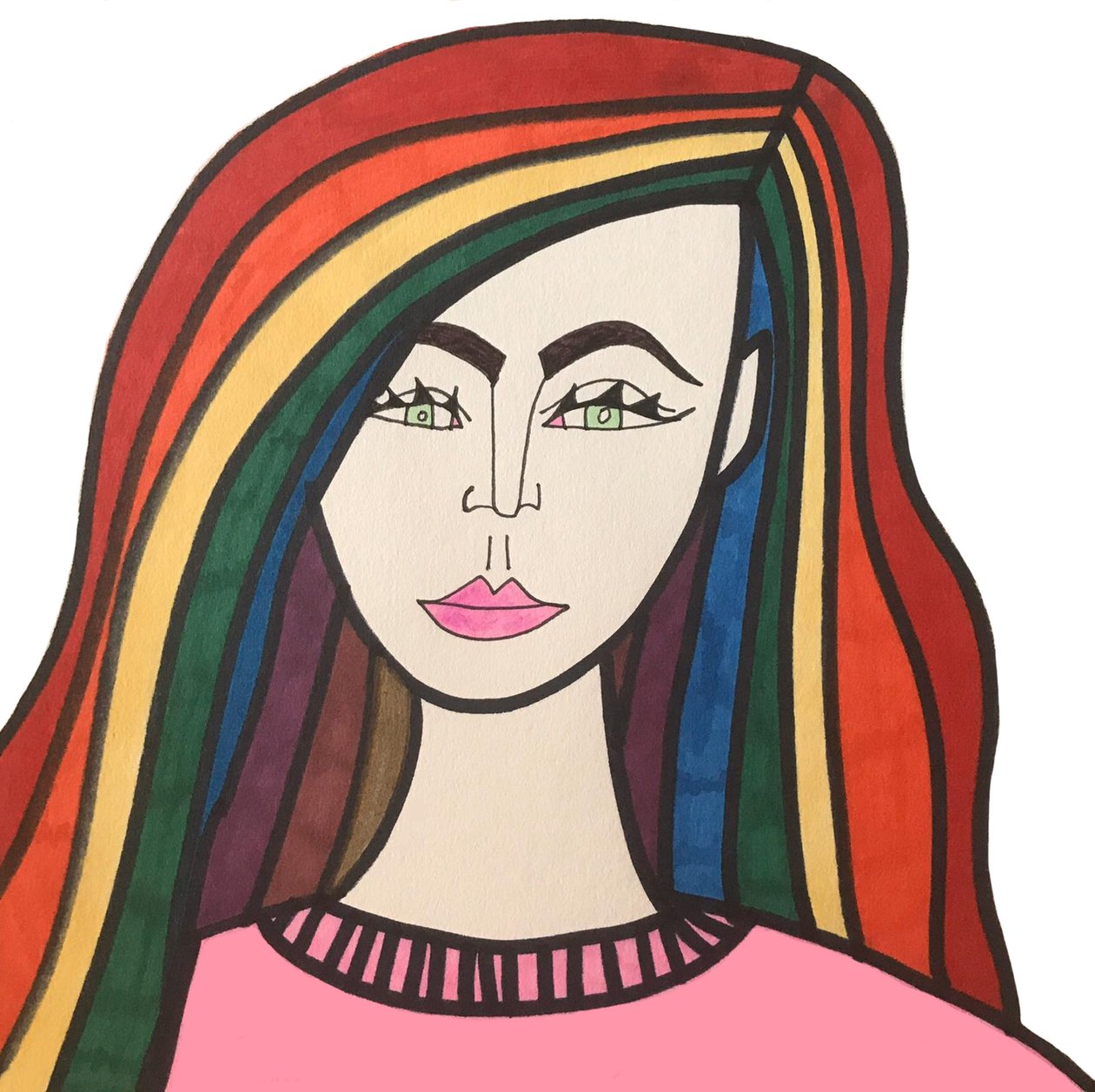Mädchen mit Regenbogenhaaren von Daisy de Villeneuve
