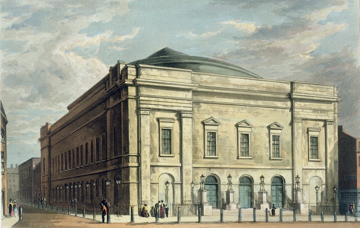 Theatre Royal, Drury Lane, in London, entworfen von Benjamin Wyatt im Jahr 1812, 1826 von Daniel Havell