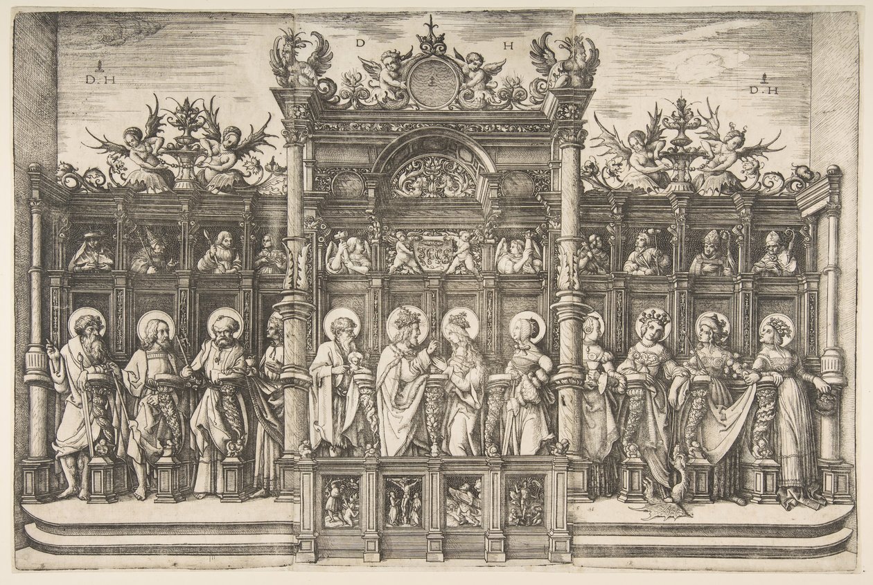 Großer Chorgestühl mit Christus, der die Jungfrau segnet, ca. 1518-20 von Daniel Hopfer