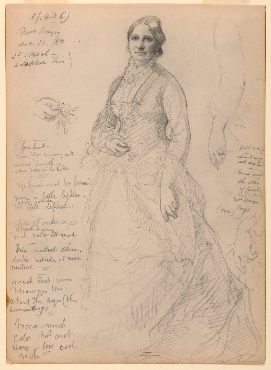Zeichnung, Frau Rutherford B. Hayes, 21. Dezember 1880 von Daniel Huntington