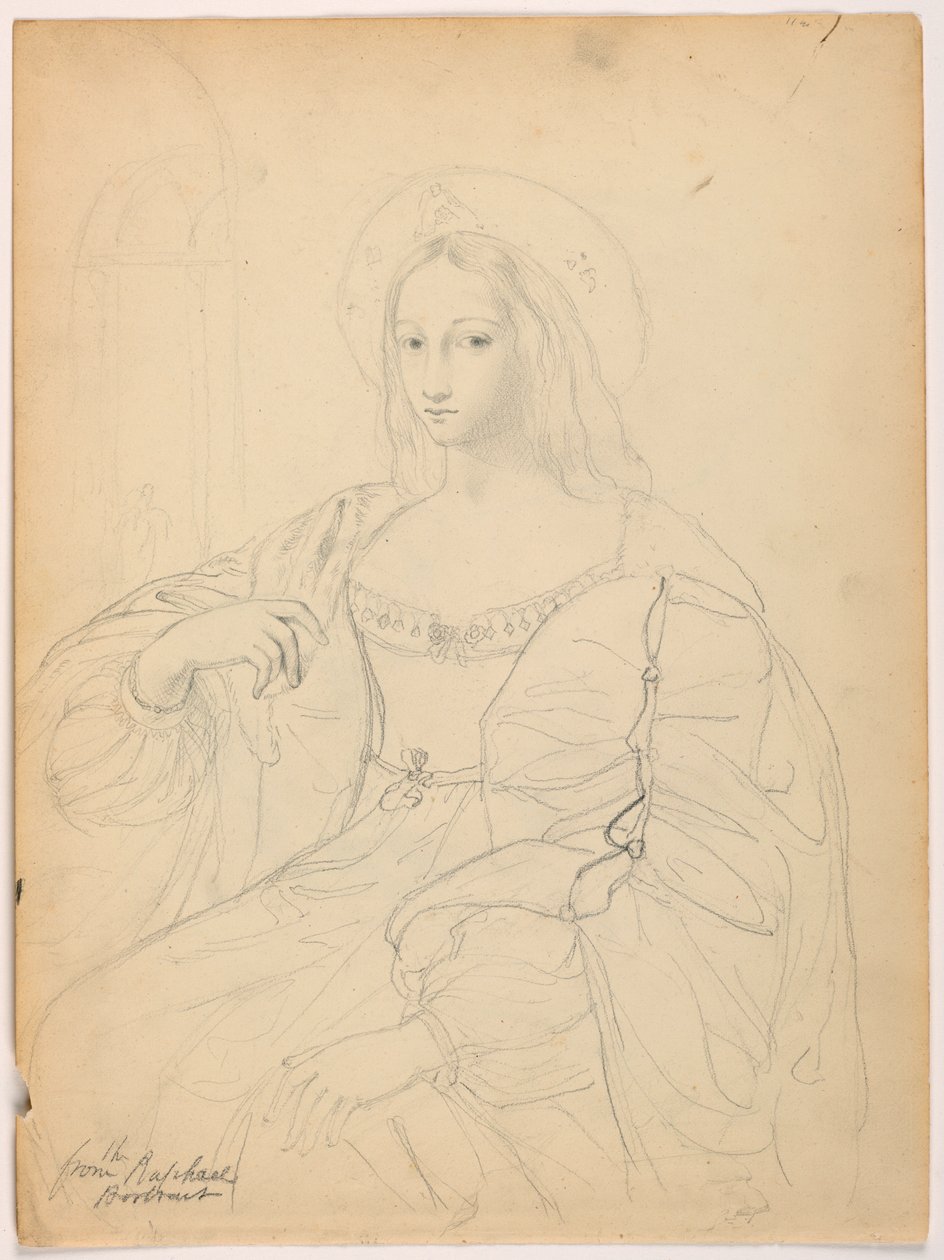 Sitzende Figur im Hofkleid nach Raphaels Porträt Jeanne D
