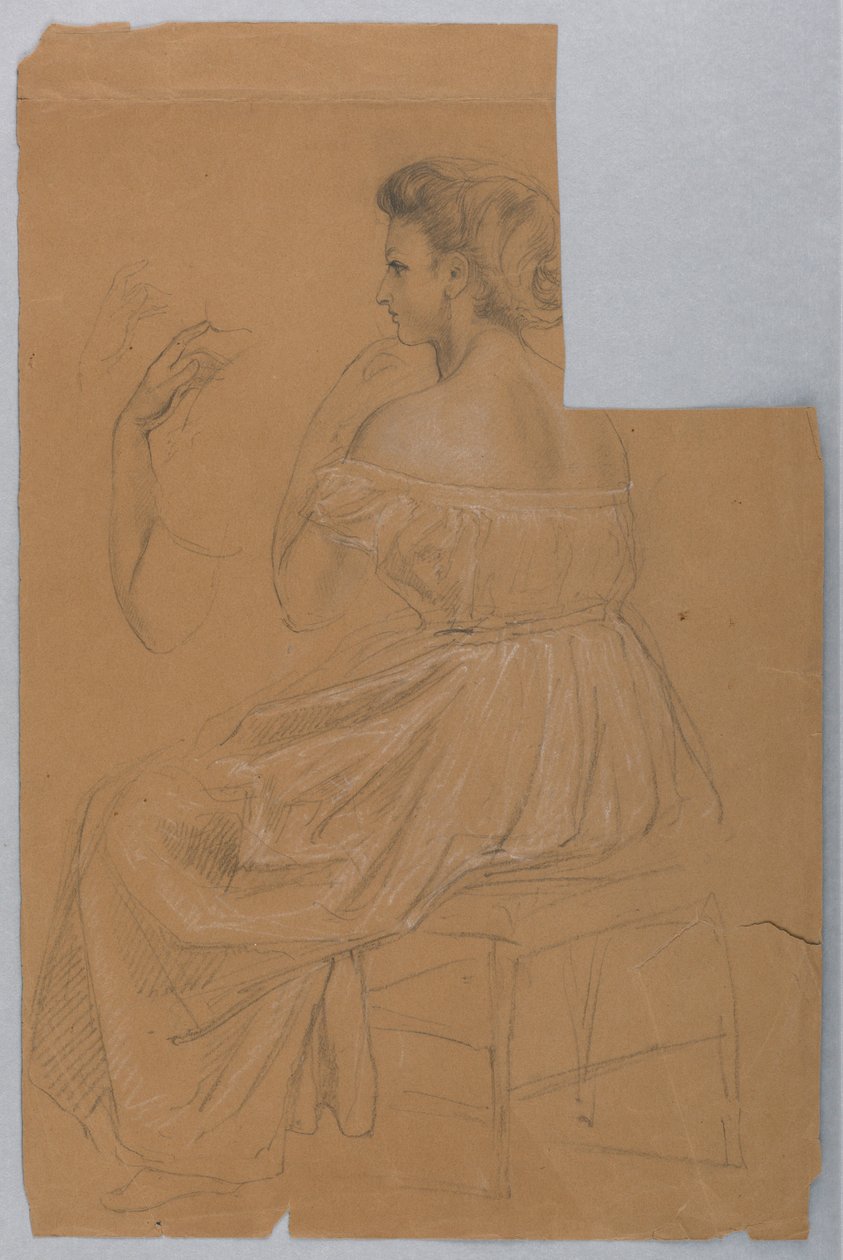 Zeichnung, Studie für "Titian zeigt, 1872" von Daniel Huntington