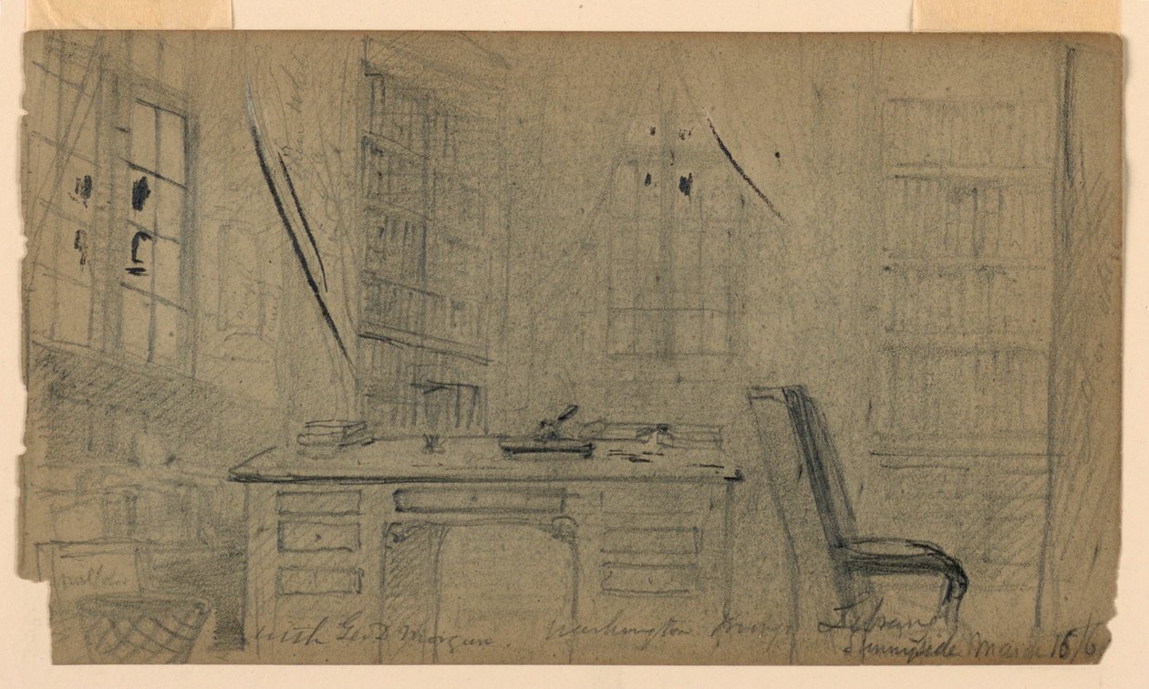 Washington Irvings Bibliothek in Sunnyside, 16. März 1860 von Daniel Huntington