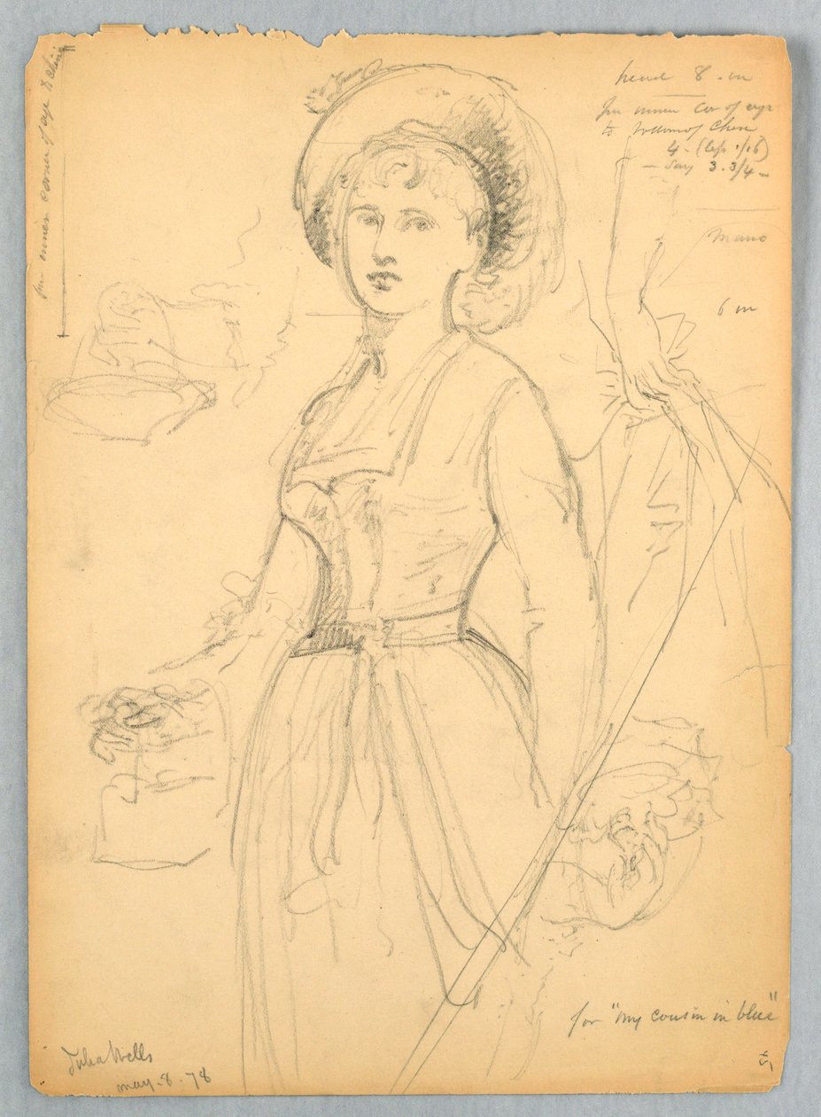 Skizze von Julia Wells für "My Cousin in Blue" von Daniel Huntington