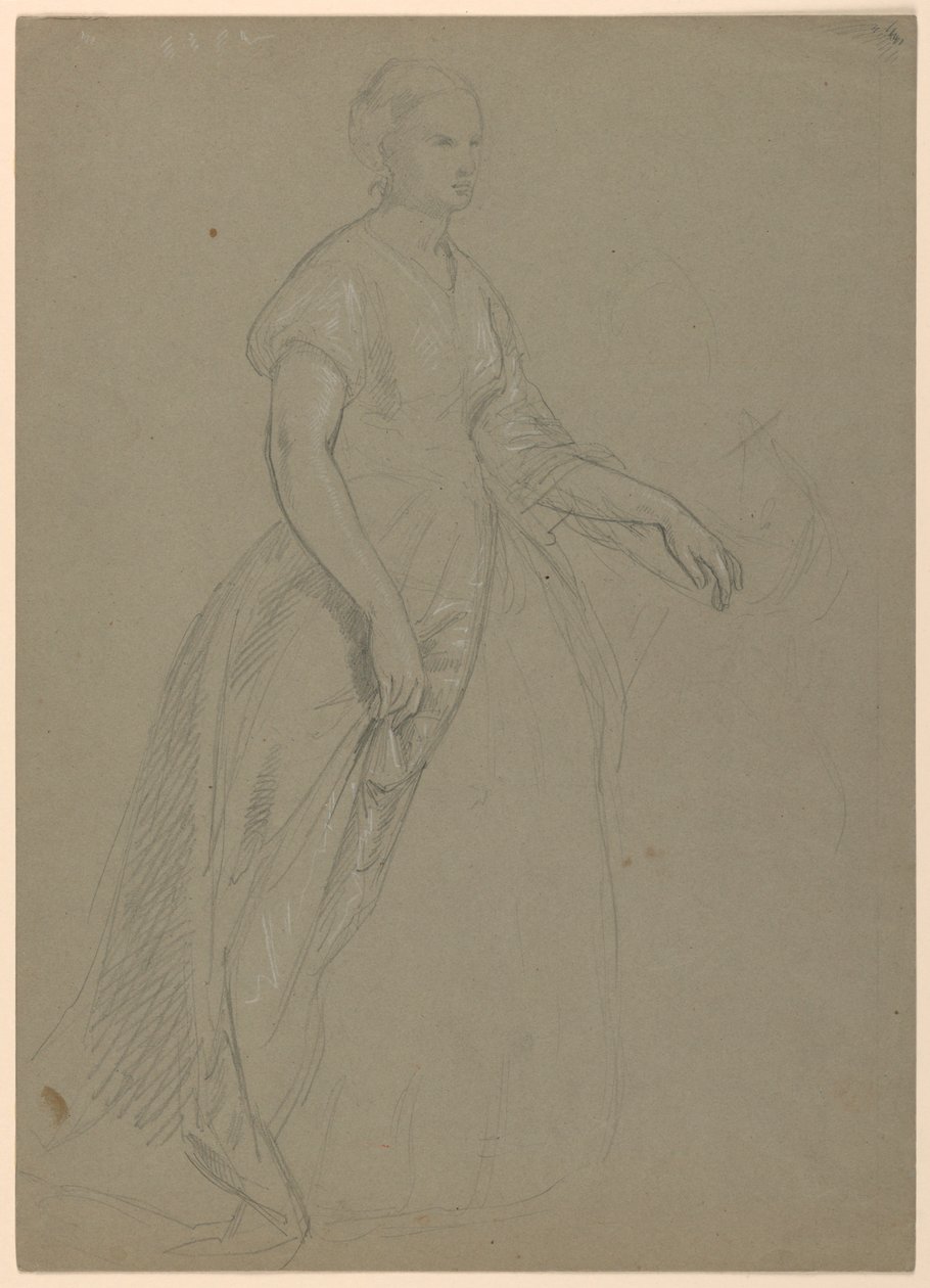 Studie einer stehenden Frau für "Der republikanische Hof" (Lady Washingtons Empfangstag) von Daniel Huntington