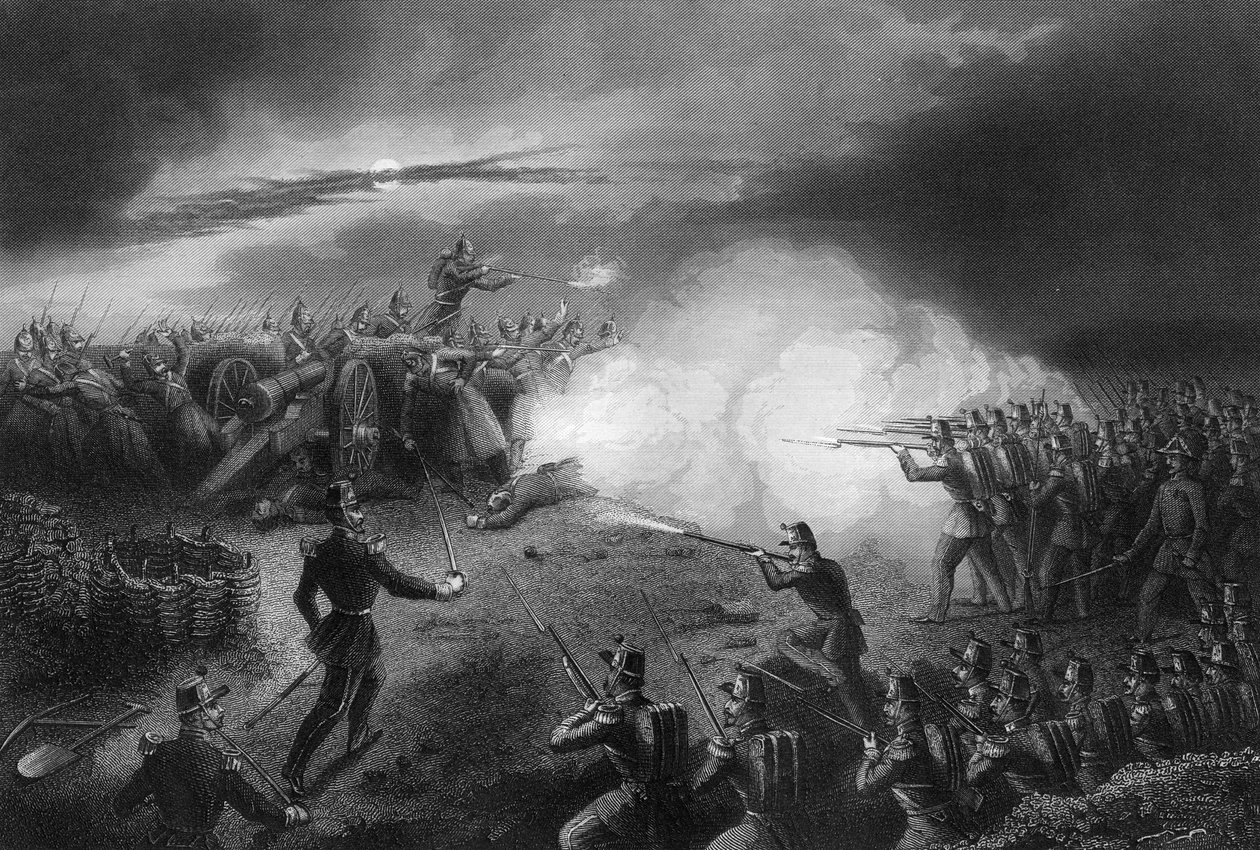 Angriff und Abwehr der Russen, vor Sewastopol, Krimkrieg, 1857 von Daniel John Pound