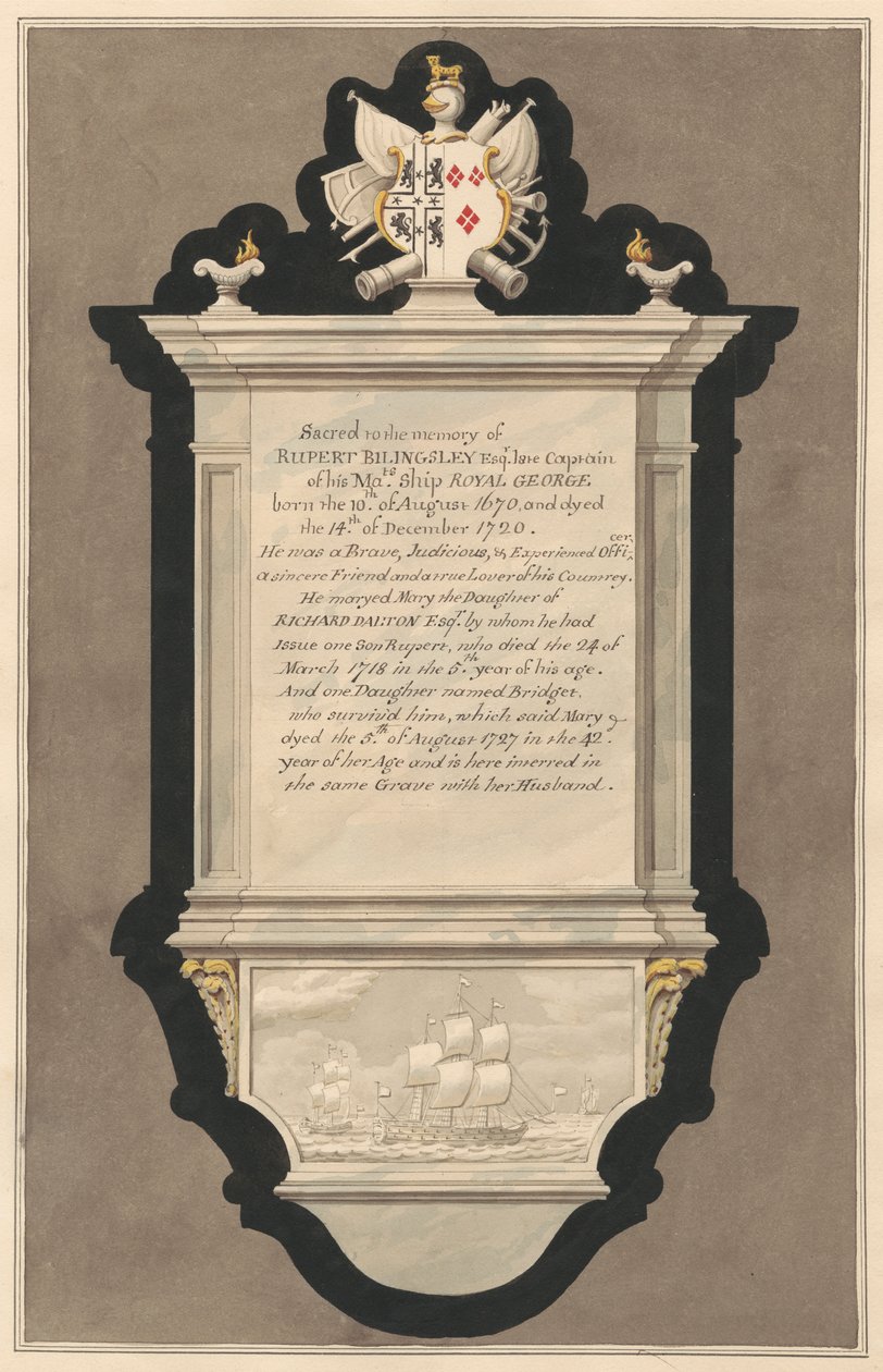 Denkmal für Rupert und Mary Billingsley aus der Drayton Kirche von Daniel Lysons