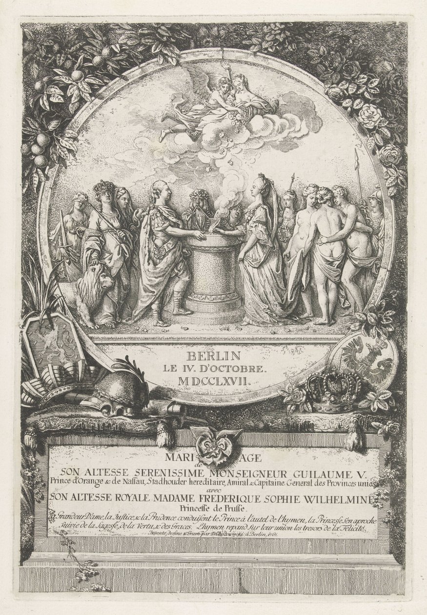 Allegorie auf die Hochzeit von Wilhelm V. und Wilhelmina von Preußen, 1767 von Daniel Nikolaus Chodowiecki
