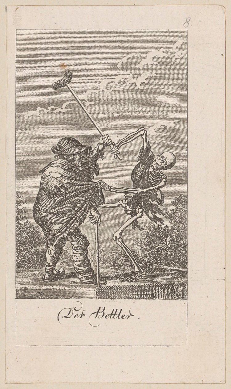 Bettler, Blatt 8 der Folge „Der Totentanz“ von Daniel Nikolaus Chodowiecki