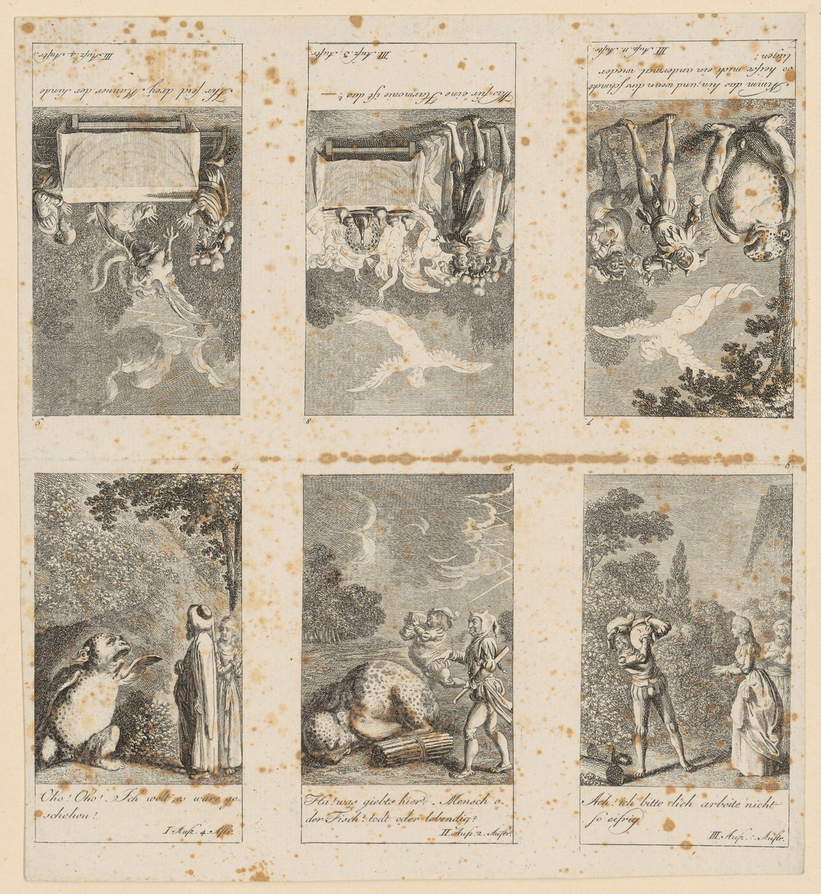 Blätter 4-9 zu Shakespeares „Sturm“ von Daniel Nikolaus Chodowiecki