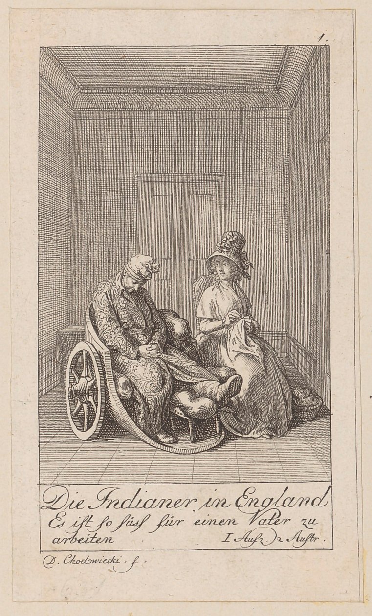 Blatt 1 zu Aug. von Kotzebues „Die Indianer in England“ von Daniel Nikolaus Chodowiecki