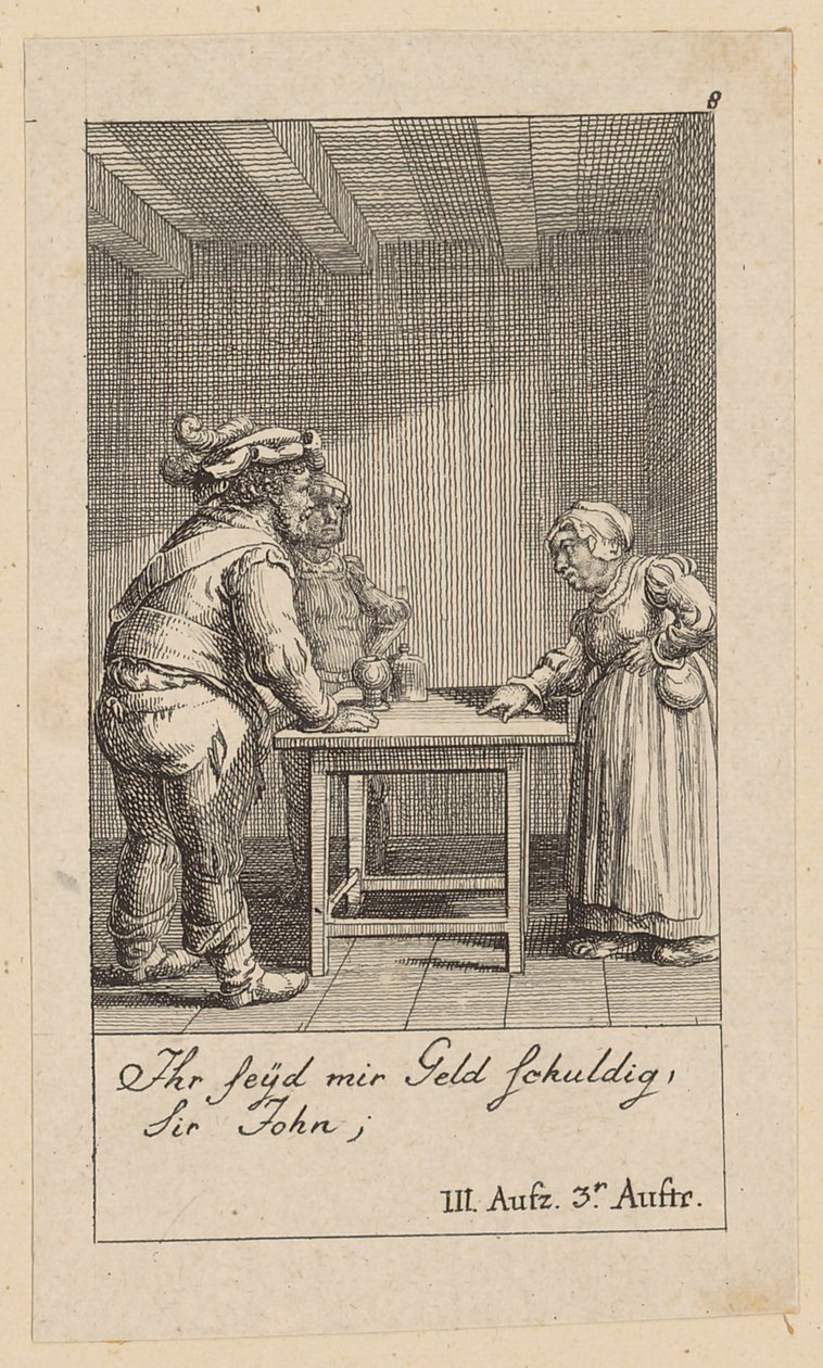 Blatt 8 zu Shakespeares „König Heinrich der Vierte“ von Daniel Nikolaus Chodowiecki