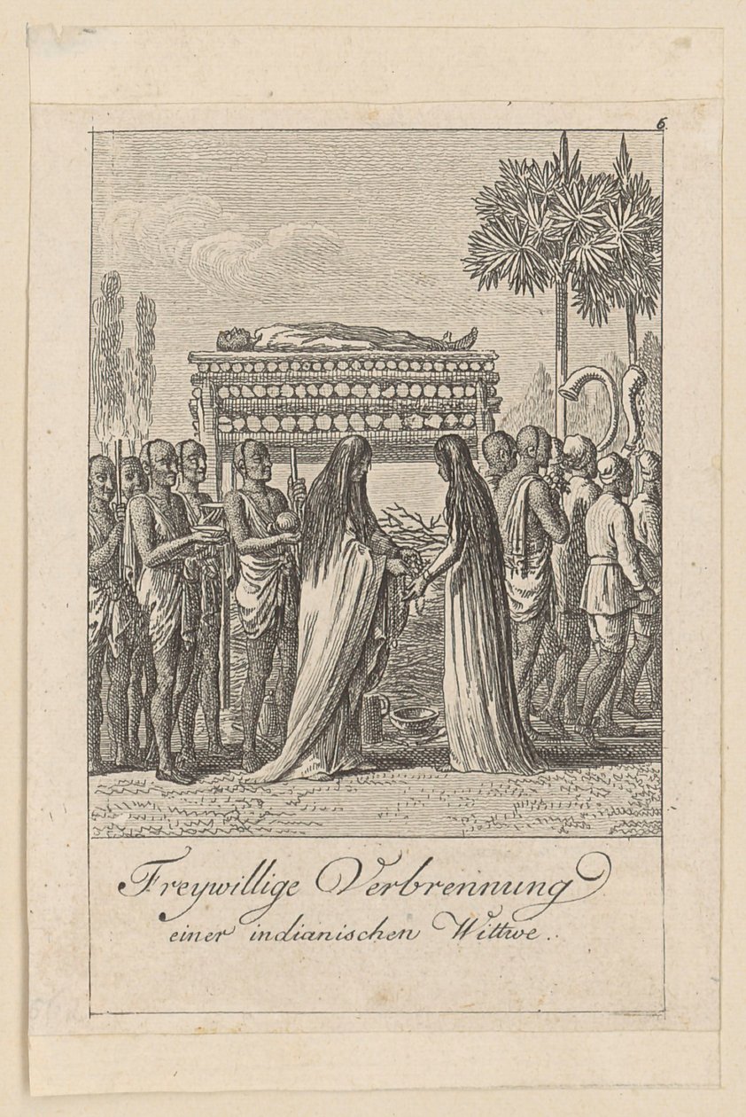 Freiwillige Verbrennung, Blatt 6 der Folge „Ostindische Gebräuche“ von Daniel Nikolaus Chodowiecki