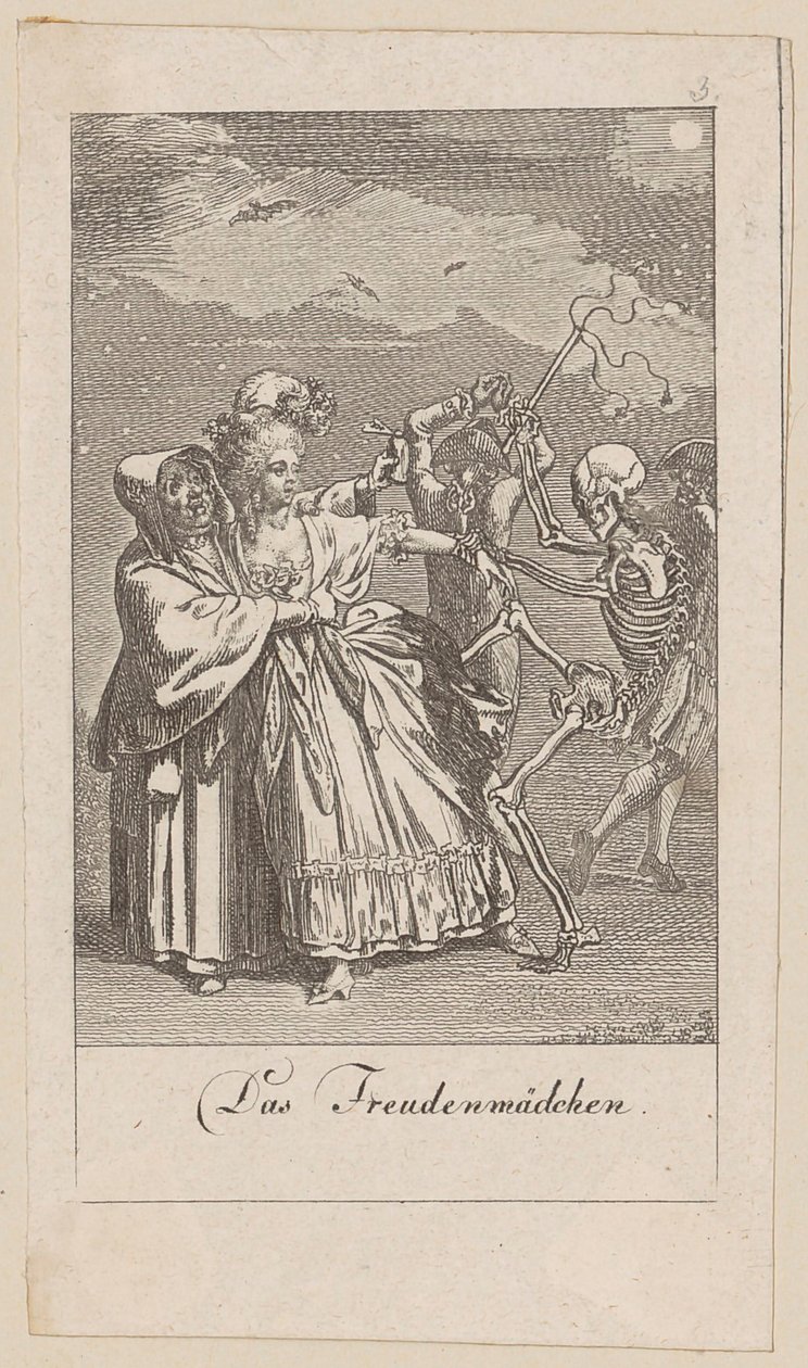 Freudenmädchen, Blatt 3 der Folge „Der Totentanz“ von Daniel Nikolaus Chodowiecki