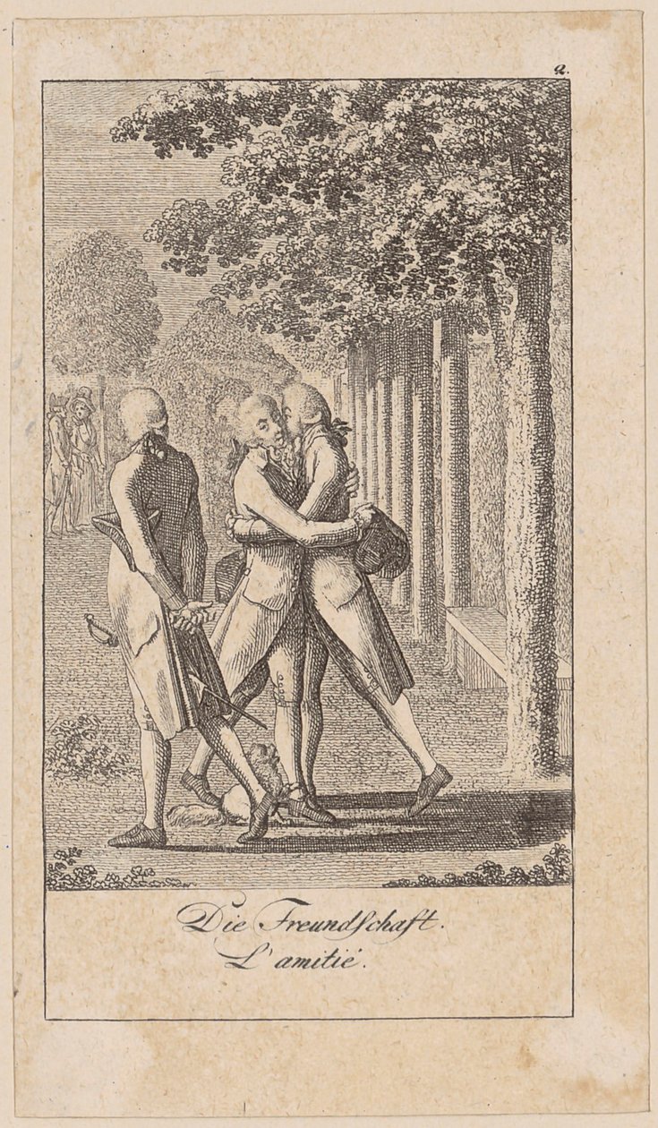Freundschaft, Blatt 2 der Folge „Aufrichtigkeit und Heuchelei“ von Daniel Nikolaus Chodowiecki