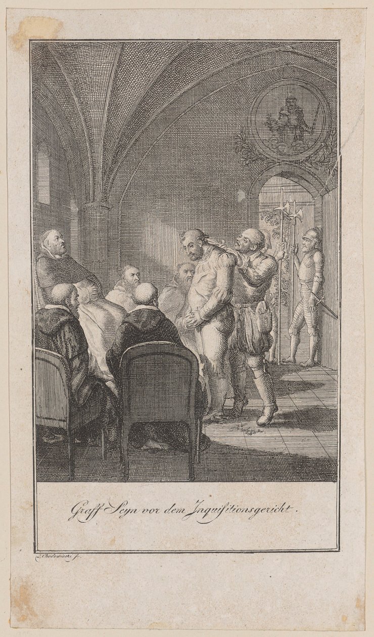 Graf Sayn vor dem Inquisitionsgericht von Daniel Nikolaus Chodowiecki