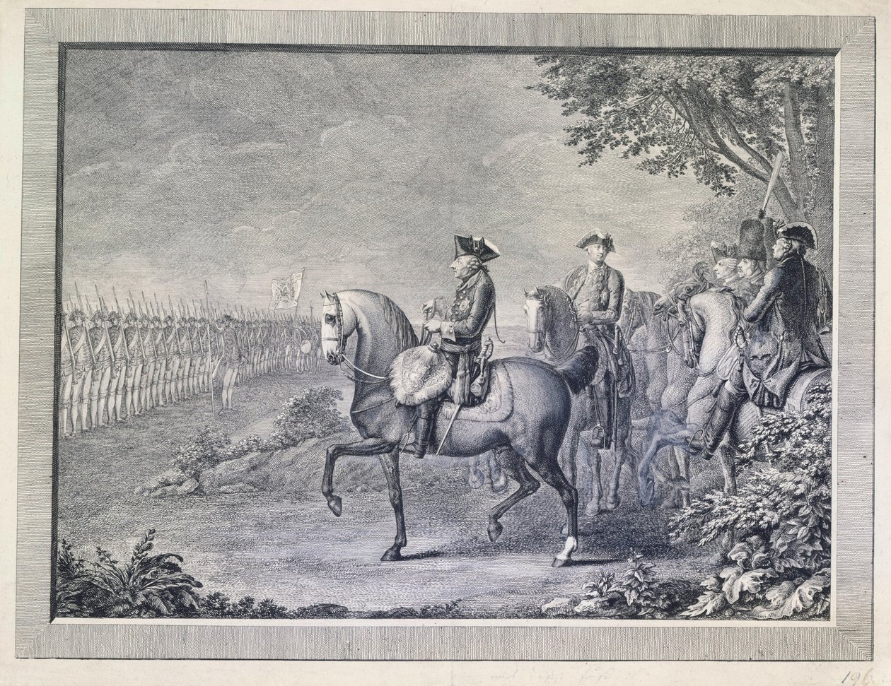 König Friedrich II. Wachparade in Potsdam von Daniel Nikolaus Chodowiecki