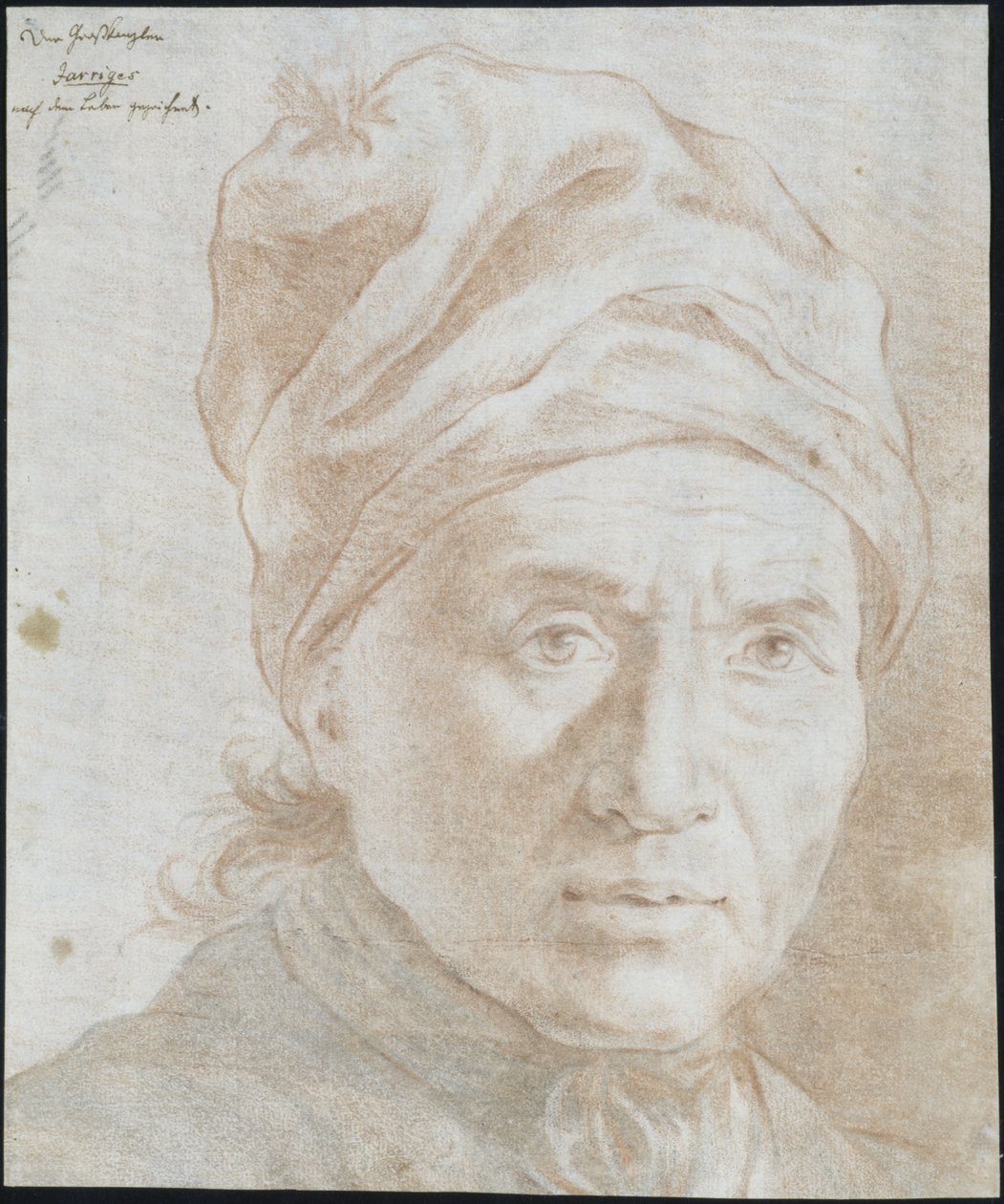 Kopf des preußischen Großkanzlers Philipp Joseph von Jarriges, mit einer Hausmütze, halb nach rechts gewandt von Daniel Nikolaus Chodowiecki