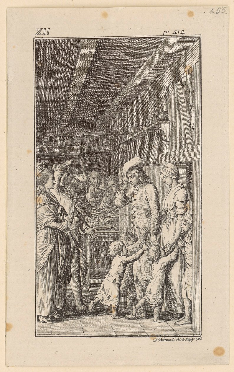 Lienhard und Gertrud in Rudis Wohnung von Daniel Nikolaus Chodowiecki