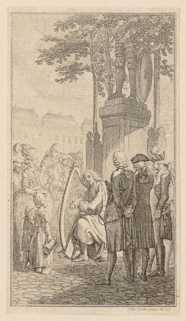 Minnesänger, Blatt 1 aus der ersten Ausgabe der "Gedichte von Gottfried August Bürger" von Daniel Nikolaus Chodowiecki