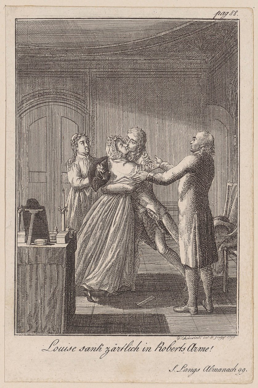 Robert und Louise umarmen sich von Daniel Nikolaus Chodowiecki