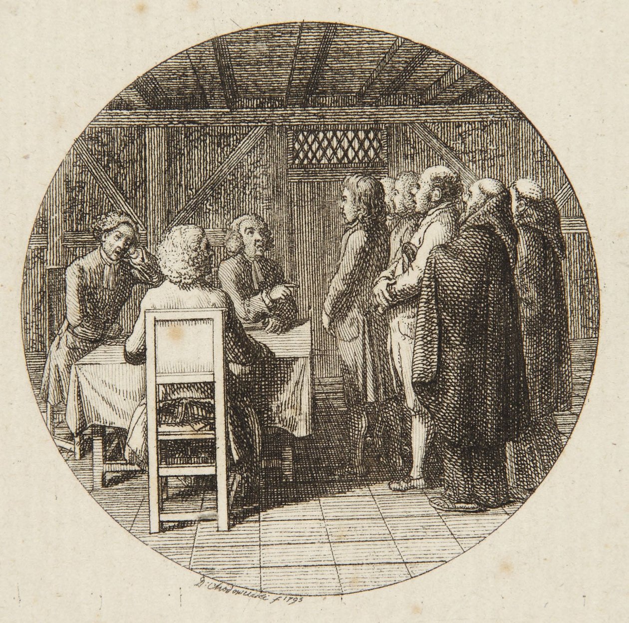 Titelvignette für "Märtyrer der Wahrheit" von Daniel Nikolaus Chodowiecki