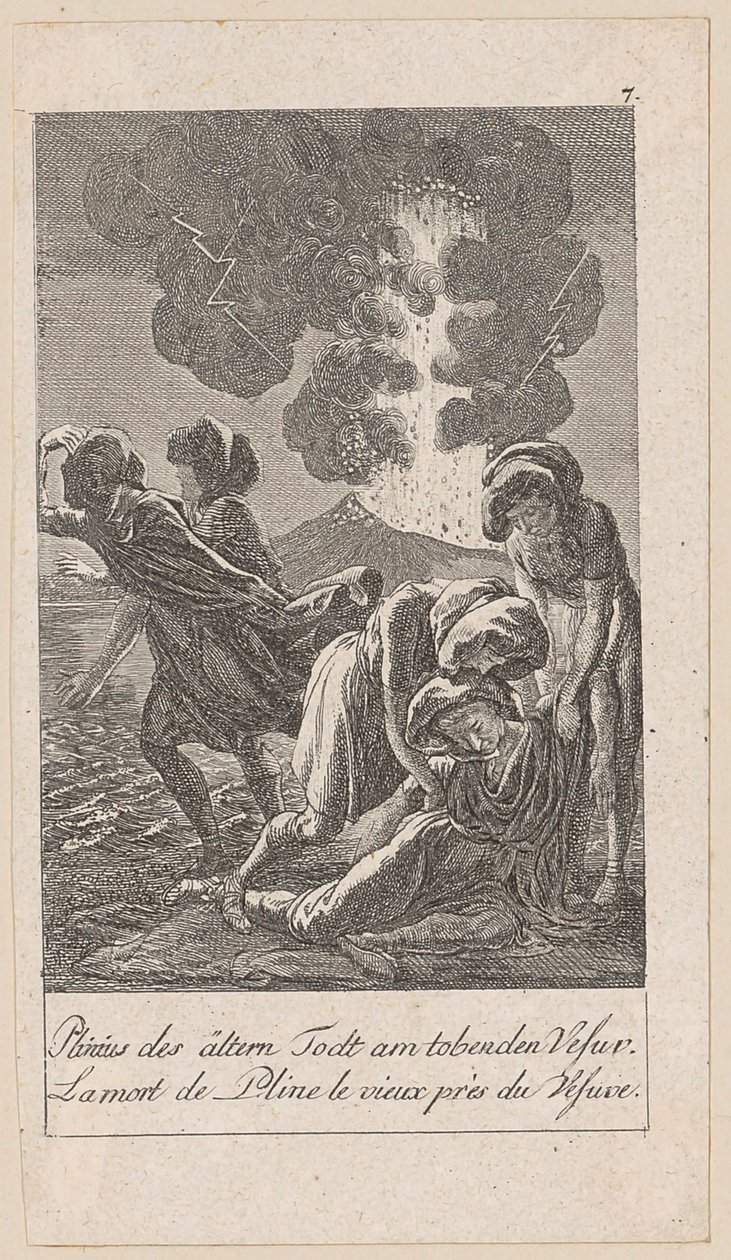 Tod des Plinius d.Ä., Blatt 7 der Folge "Ältere, mittlere und neuere Geschichte" von Daniel Nikolaus Chodowiecki