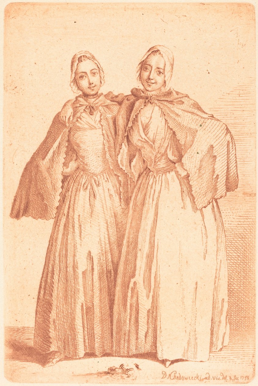 Zwei stehende Damen (Demoiselles Quantin) von Daniel Nikolaus Chodowiecki
