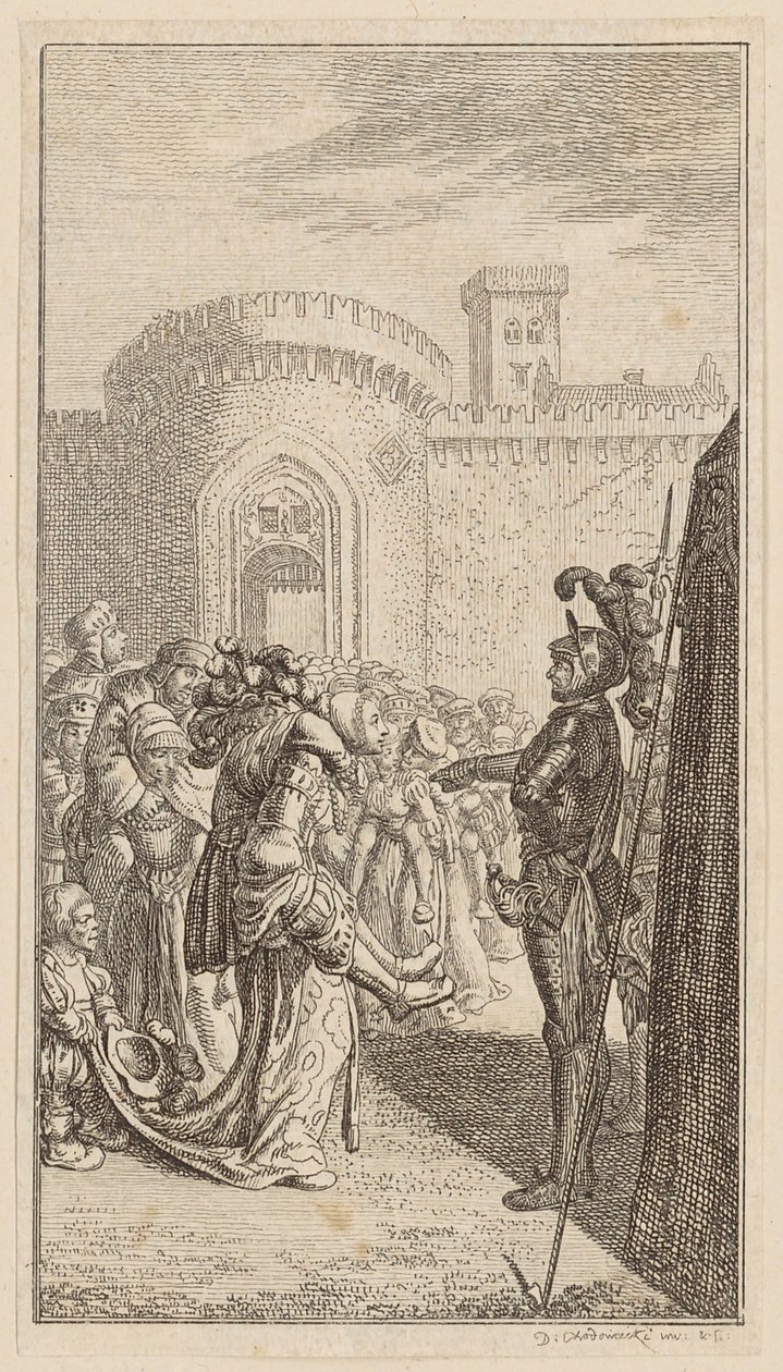 Weiber von Weinsberg, Blatt 6 aus der ersten Ausgabe der "Gedichte von Gottfried August Bürger" von Daniel Nikolaus Chodowiecki