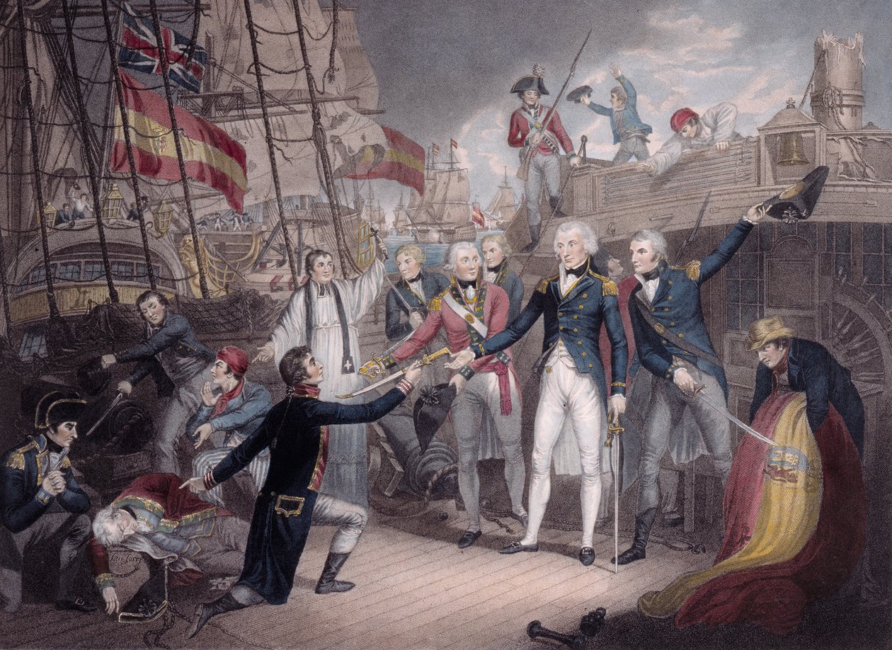 Admiral Nelson empfängt das Schwert des spanischen Admirals, Schlacht von St. Vincent von Daniel Orme