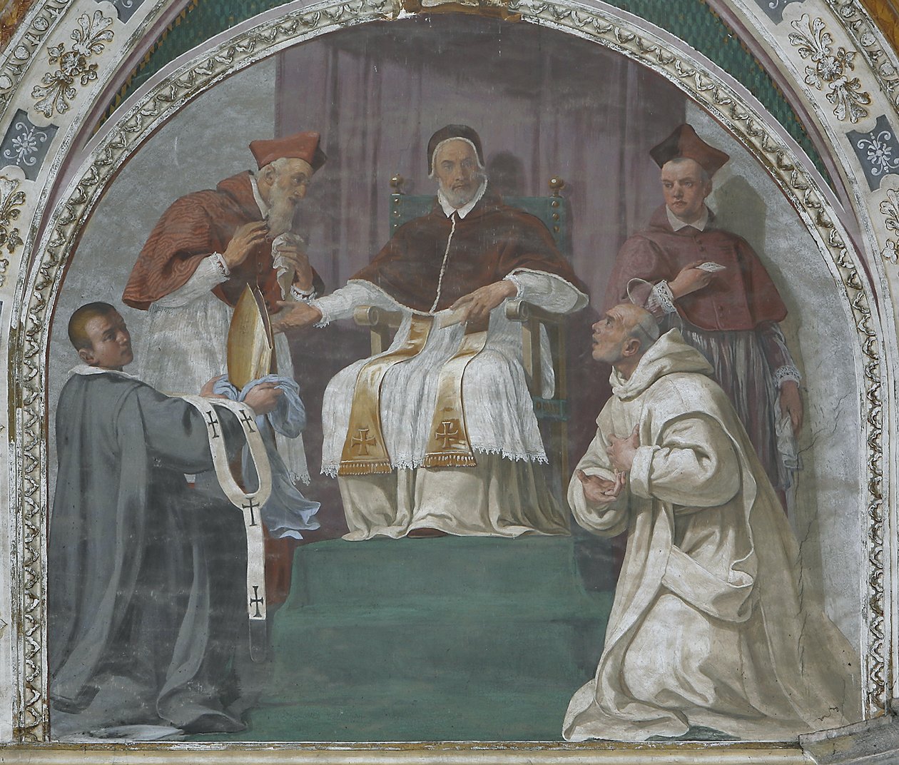 Papst genehmigt den Kartäuserorden (Fresko) von Daniele Crespi