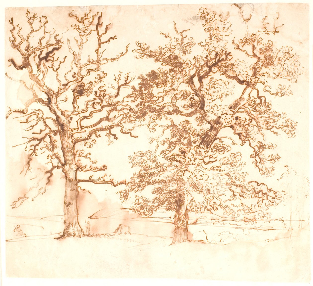 Landschaft mit großen Eichen im Vordergrund von Dankvart Dreyer