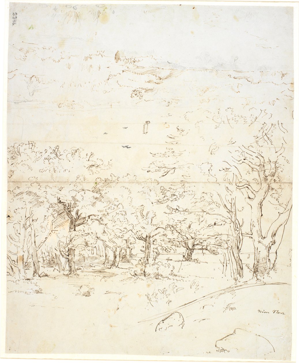 Aussicht durch einen Wald auf eine Meerenge von Dankvart Dreyer