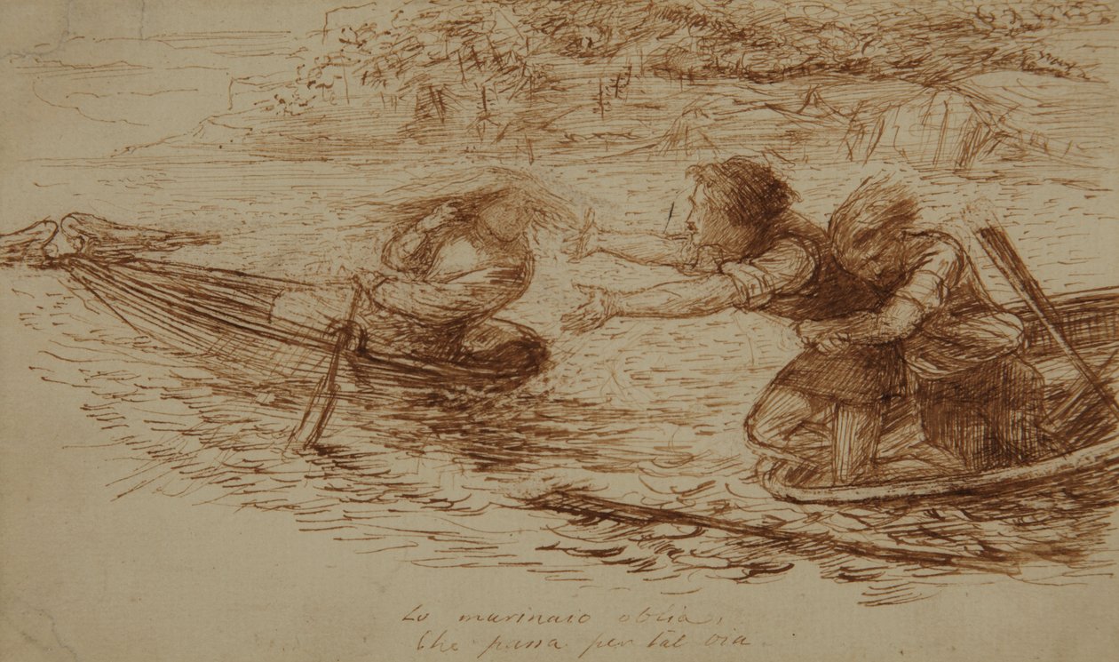 Bootsmänner und Sirene, ca. 1853 von Dante Gabriel Charles Rossetti