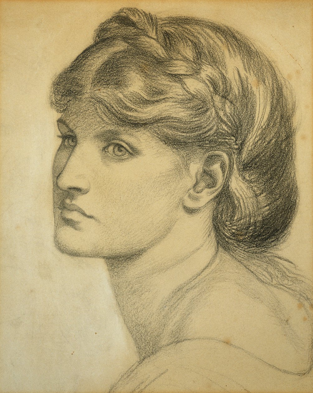 Studie eines Kopfes für "The Bower Meadow", 1872 von Dante Gabriel Charles Rossetti