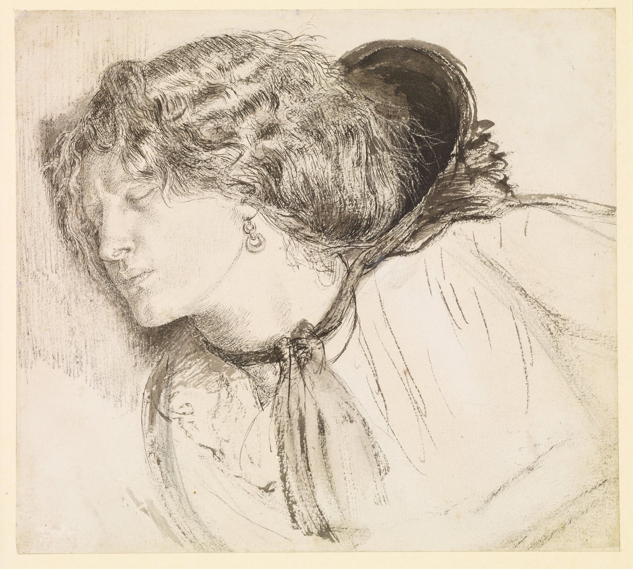 Gefunden - Studie für den Kopf des Mädchens von Dante Gabriel Rossetti