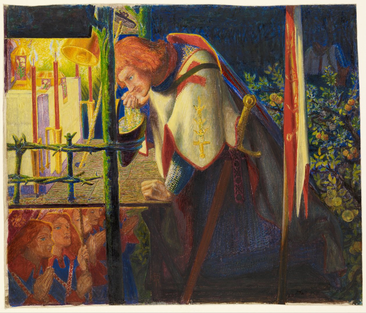 Sir Galahad an der zerstörten Kapelle von Dante Gabriel Rossetti