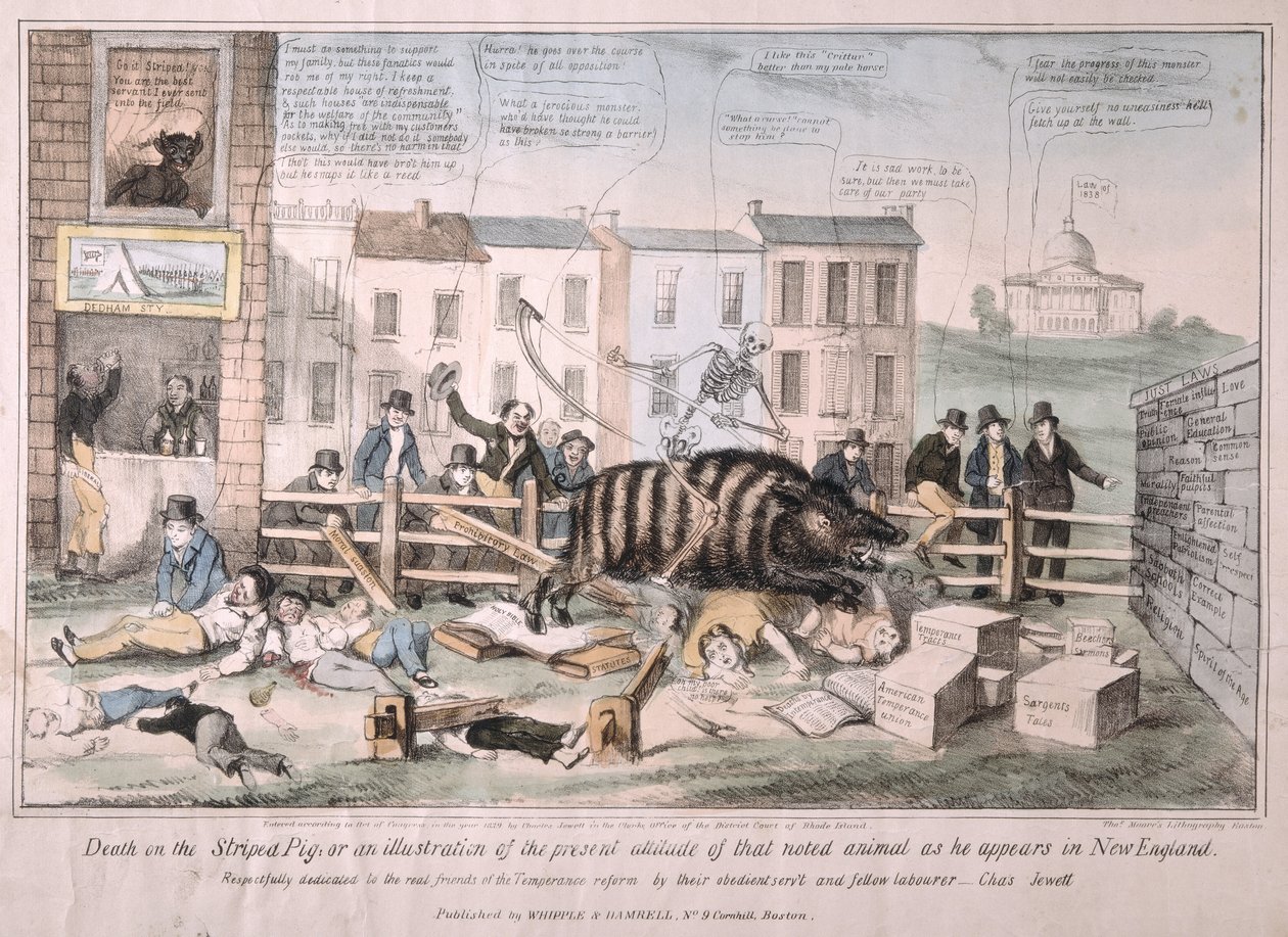 Tod auf dem gestreiften Schwein, 1839 von David Claypoole Johnston