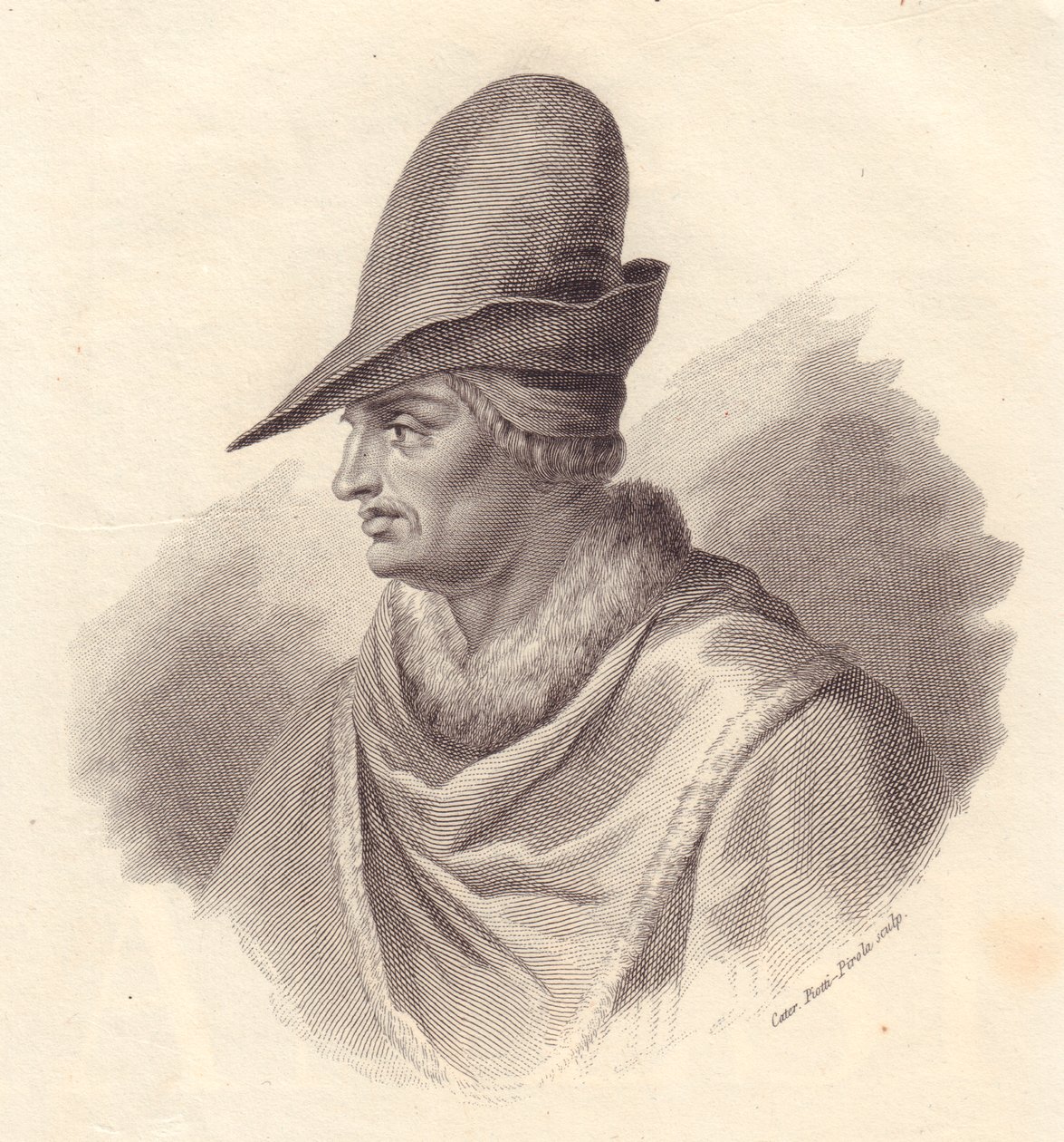 Porträt des italienischen Militärführers Uguccione della Faggiola (1250-1319), Kupferstich von Caterina Piotti-Pirola von John Ward Dunsmore