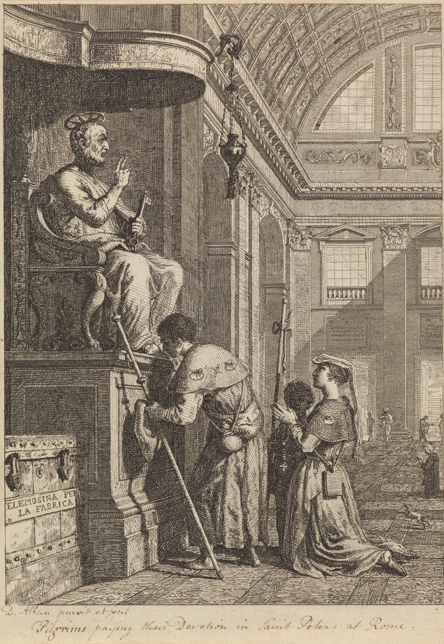 Pilger, die ihre Andacht in St. Peter in Rom verrichten von David Allan