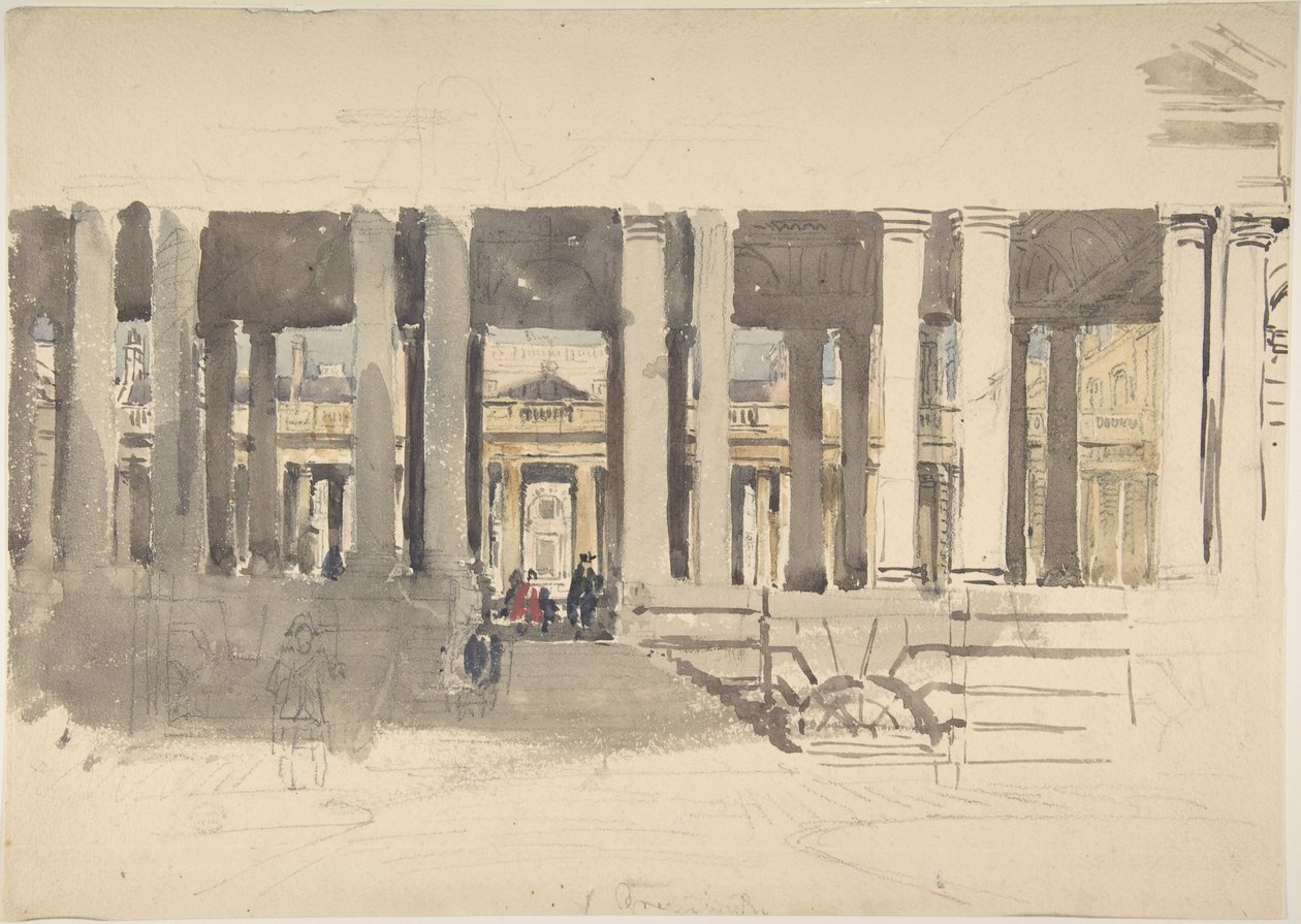 Greenwich Hospital (recto); Studie eines Gebäudes (verso) von David Cox