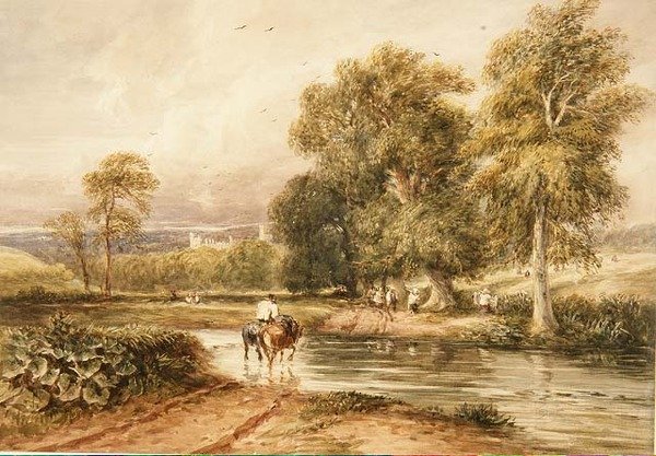 Rückkehr vom Heufeld, mit einer entfernten Ansicht von Haddon Hall von David Cox