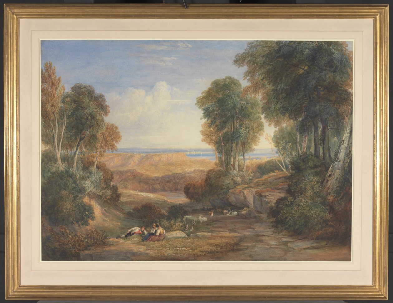 Der Zusammenfluss von Severn und Wye mit Chepstow in der Ferne von David Cox