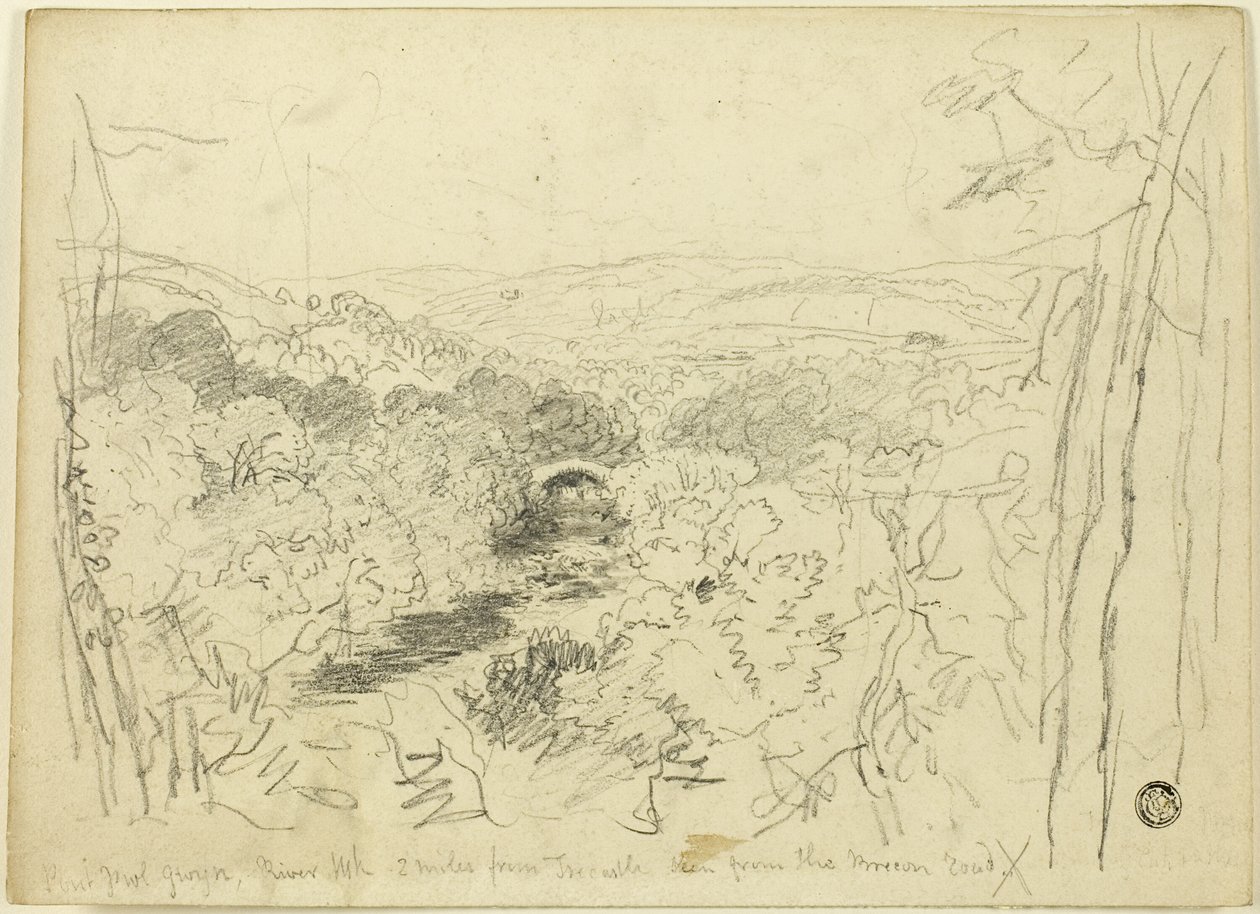 Pont Pwl Gwyn, Fluss Usk von David Cox the elder