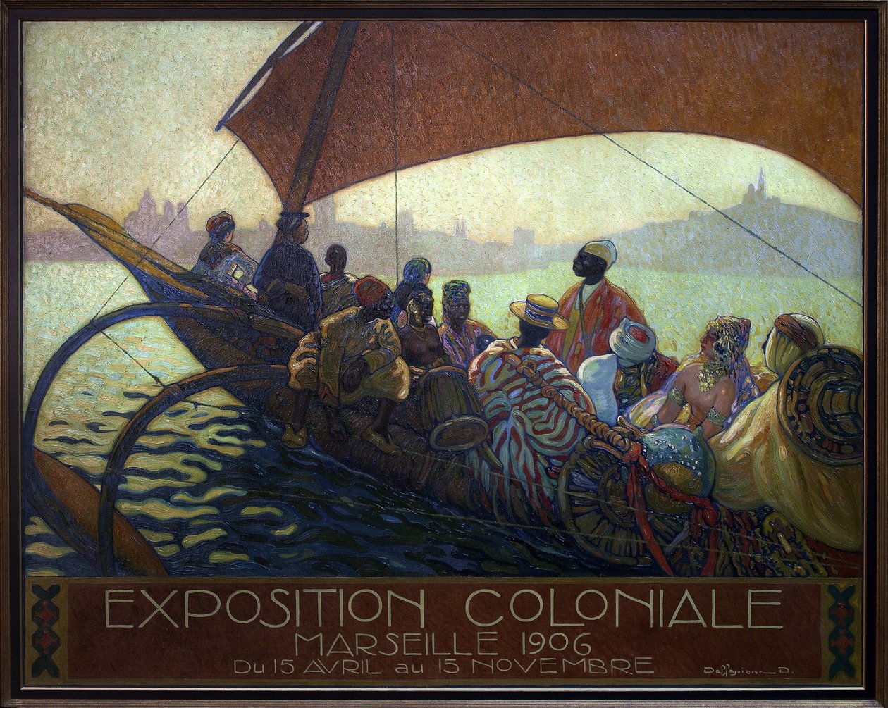 Kolonialausstellung von Marseille 1906. Gemälde von David Dellepiane (1866-1932), Plakatmodell, Öl auf Leinwand von David Dellepiane